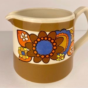 Sadler vintage small pitcher, 1970s MCM milk or cream jug, floral ceramic
